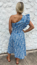 Load image into Gallery viewer, One Shoulder Ruffle Abstract Midi
