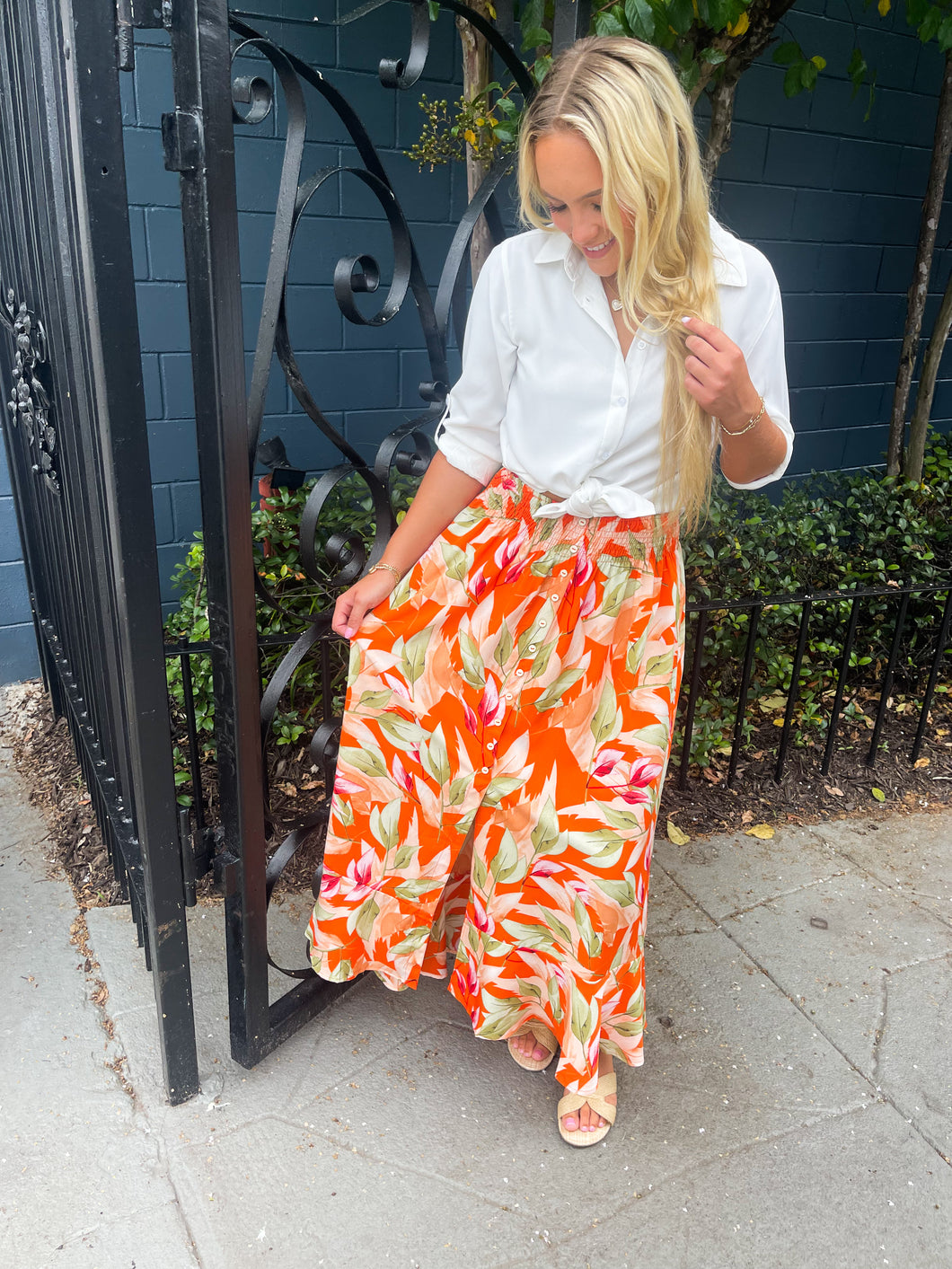 Floral Button Down Maxi Skirt